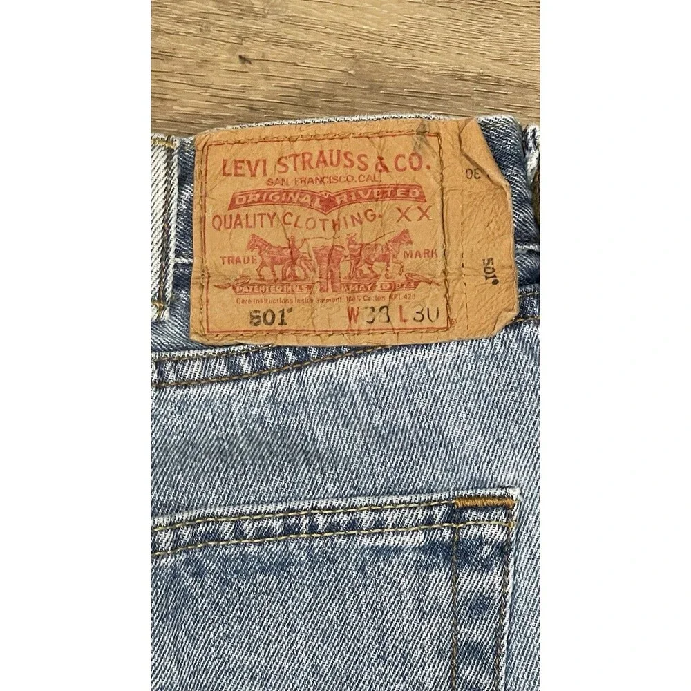 Vintage 80s Levi’s 501xx Button Fly Jeans Straight Leg 38x30 Light Wash Denim